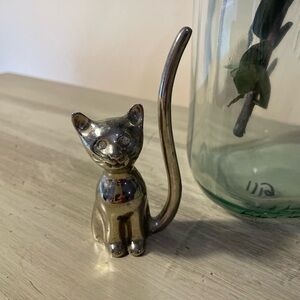 Vintage Silver Cat Ring Holder